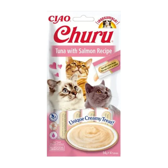 CHURU Gato Snack Pure Atun y Salmon 4X14 Gr