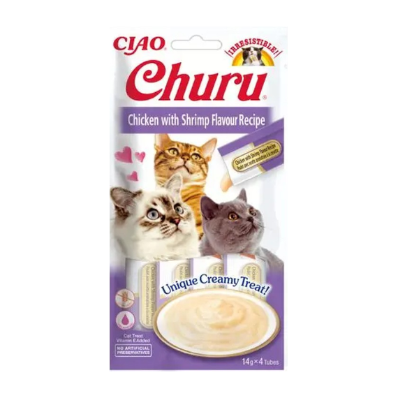 CHURU Gato Snack Pure Pollo y Gamba 4X14 Gr