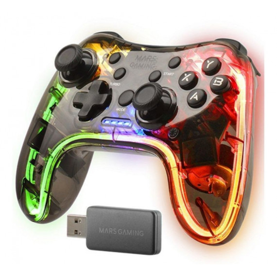 MARS GAMING Gamepad MGP24 Inalambrico Rgb/pc/ PS3/ PS4/ PS5 (limitada)/ XBOX360/ Rasperri Pi/ Mac/android*