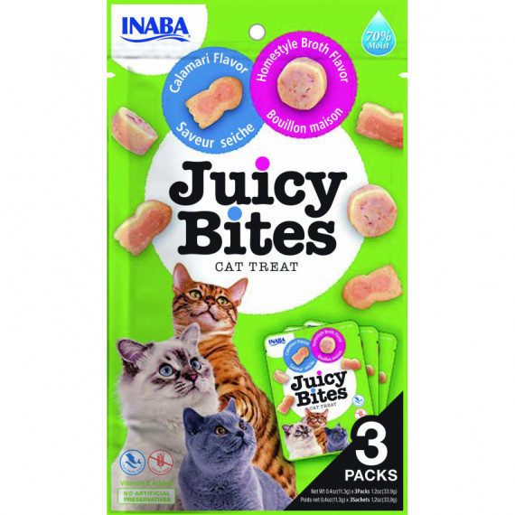 CHURU Gato Snack Juicy Bites Caldo Calamares 3X11 Gr