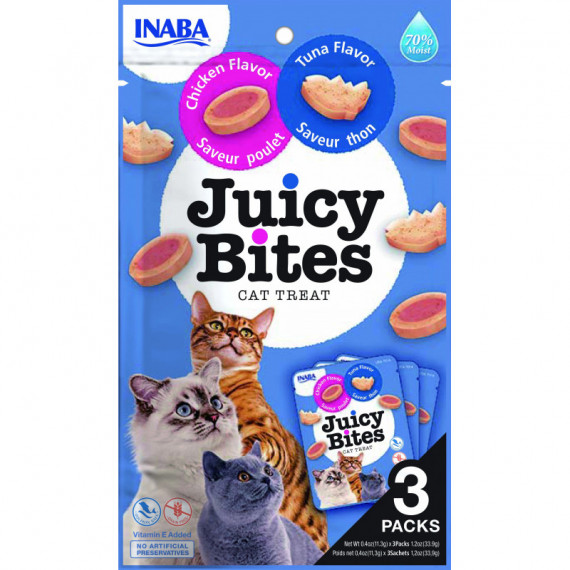 CHURU Gato Snack Bites Pollo y Atun 3X10 Gr