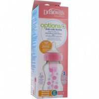 Biberon Tetina Silicona Boca Ancha Dr Brown Rosa 270 Ml  DRBROWN'S