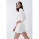 SALSA JEANS Vaqueros Mujer Bermuda Push In Secret Glamour Ecru con Cinto