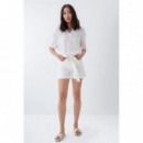 SALSA JEANS Vaqueros Mujer Bermuda Push In Secret Glamour Ecru con Cinto