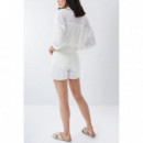 SALSA JEANS Vaqueros Mujer Bermuda Push In Secret Glamour Ecru con Cinto