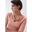 SALSA JEANS Camisetas Mujer Camiseta con Detalle de Nudo en el Escote