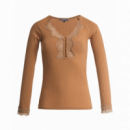 SALSA JEANS Camisetas Mujer Camiseta de Encaje en el Escote