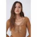 SALSA JEANS Camisetas Mujer Camiseta de Encaje en el Escote