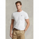 Camisetas Hombre Camiseta POLO RALPH LAUREN de Punto Custom Slim Fit Blanca