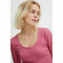 ICHI Camisetas Mujer Camiseta Manga Larga Super Chateau Rose