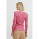 ICHI Camisetas Mujer Camiseta Manga Larga Super Chateau Rose