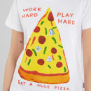 DEDICATED Camisetas Mujer Camiseta Mysen Work Hard Pizza White