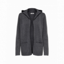 JACQUELINE DE YONG Jerséis y Sudaderas Cardigan Hood Brilliant Dark Grey Melange