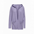 JACQUELINE DE YONG Jerséis y Sudaderas Cardigan Hood Brilliant Violet Tulip