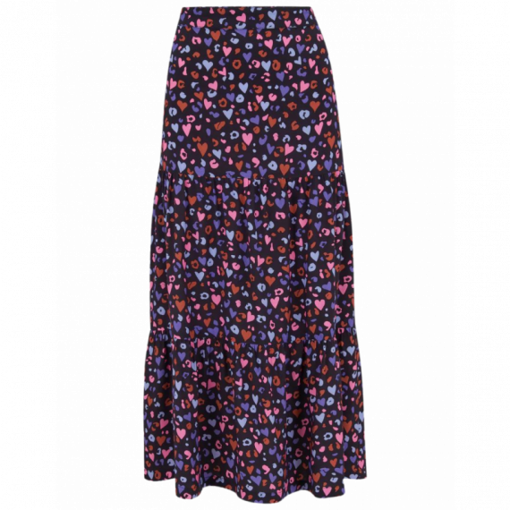 SUGARHILL BRIGHTON Falda Felicity Tiered  Black/multi Leopard Love
