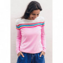 SUGARHILL BRIGHTON Jerséis y Sudaderas Jersey Rita Pink Rainbow Split