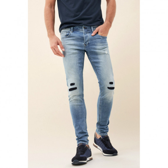 SALSA JEANS Vaqueros Hombre Pantalones Jogger Slim Premium Wash Lavado Claro