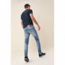 SALSA JEANS Vaqueros Hombre Pantalones Jogger Slim Premium Wash Lavado Claro