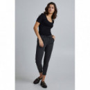 Pantalones ICHI Kate Cropped Dark Grey Melange