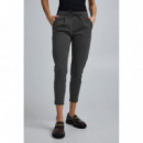 Pantalones ICHI Kate Cropped Dark Grey Melange