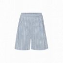 ICHI Pantalones Short Garcelle Chambray Blue