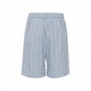 ICHI Pantalones Short Garcelle Chambray Blue
