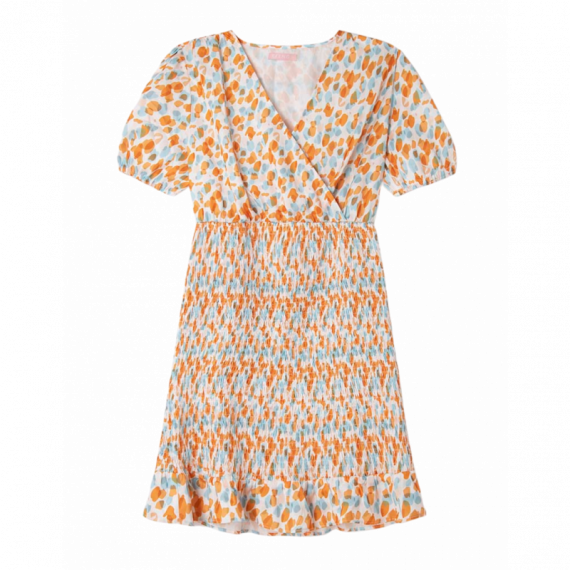 KLING Vestidos Vestido Corto Nido de Abeja Volantes