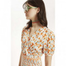 KLING Vestidos Vestido Corto Nido de Abeja Volantes