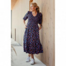 SUGARHILL BRIGHTON Vestidos Vestido Magdalene MIDI Shirred Black/multi Leopard Love