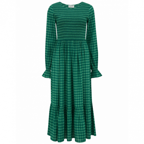 SUGARHILL BRIGHTON Vestidos Vestido Penny MIDI Shirred Green Gingham