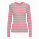 Jerséis y Sudaderas Jersey de Mujer a Rayas ICHI Mafa Chateau Rose