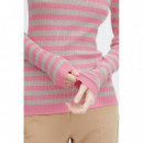 Jerséis y Sudaderas Jersey de Mujer a Rayas ICHI Mafa Chateau Rose