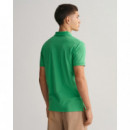 Polo Gant verde logo rosa