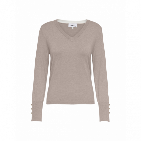 Jerséis y Sudaderas Jersey de Mujer ONLY Cuello Pico Julie Oxford Tan