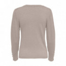 Jerséis y Sudaderas Jersey de Mujer ONLY Cuello Pico Julie Oxford Tan