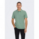 ONLY&SONS Polos Polo Only & Sons de Hombre Manga Corta Chinois Green