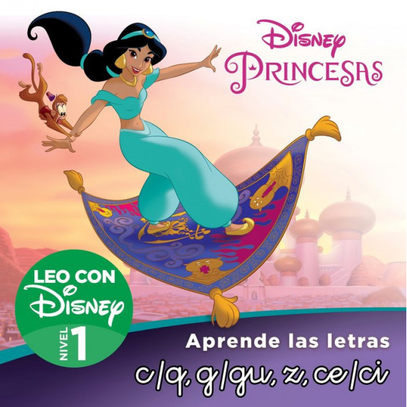 Princesas Disney. Leo con Disney (nivel 1). Aprende las Letras: C/q, G/gu, Z, Ce/ci (disney. Lectoes