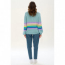 SUGARHILL BRIGHTON Jerséis y Sudaderas Jersey Sugarhill Essie Aqua Block Stripes