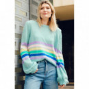 SUGARHILL BRIGHTON Jerséis y Sudaderas Jersey Sugarhill Essie Aqua Block Stripes