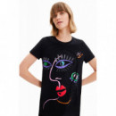 Vestido Camiseta con Ilustración Cara-arty DESIGUAL