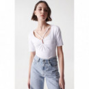 Camisetas Mujer Camiseta SALSA JEANS de Mujer con Escote Asimétrico