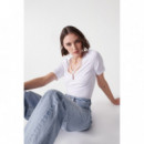 Camisetas Mujer Camiseta SALSA JEANS de Mujer con Escote Asimétrico
