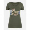 Camiseta Logotipo Bordado Frontal de GUESS