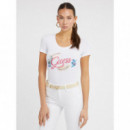 Camiseta Logotipo Bordado Frontal de GUESS