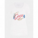 Camiseta Logotipo Bordado Frontal de GUESS