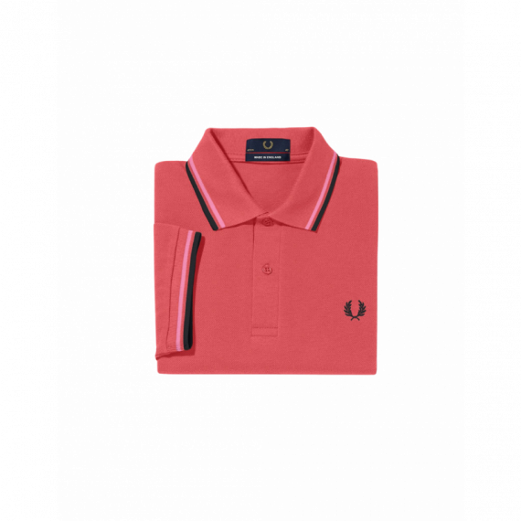Polos Polo FRED PERRY M12 Rosa Cibernético Rosa Brillante Negro Made In England
