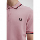 Polos Polo FRED PERRY M3600 Rosa Tiza Rojo Lavado Negro