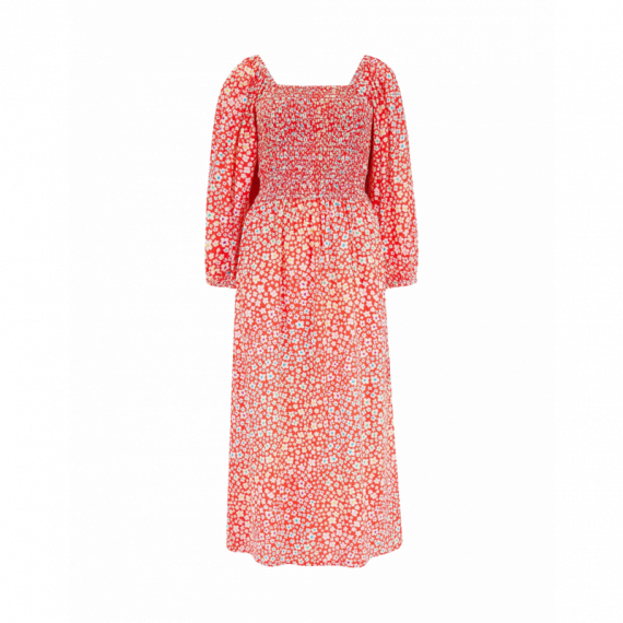 SUGARHILL BRIGHTON Vestidos Vestido Sugarhill Raquel MIDI Shirred Red Rainbow Daisies