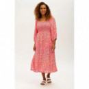 SUGARHILL BRIGHTON Vestidos Vestido Sugarhill Raquel MIDI Shirred Red Rainbow Daisies