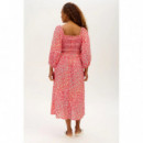 SUGARHILL BRIGHTON Vestidos Vestido Sugarhill Raquel MIDI Shirred Red Rainbow Daisies